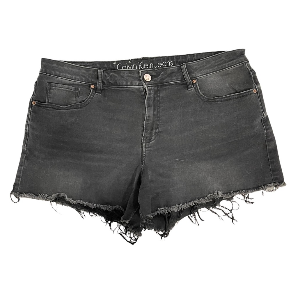 Calvin Klein Denim Shorts Raw Hem Black distressed Jeans size 32